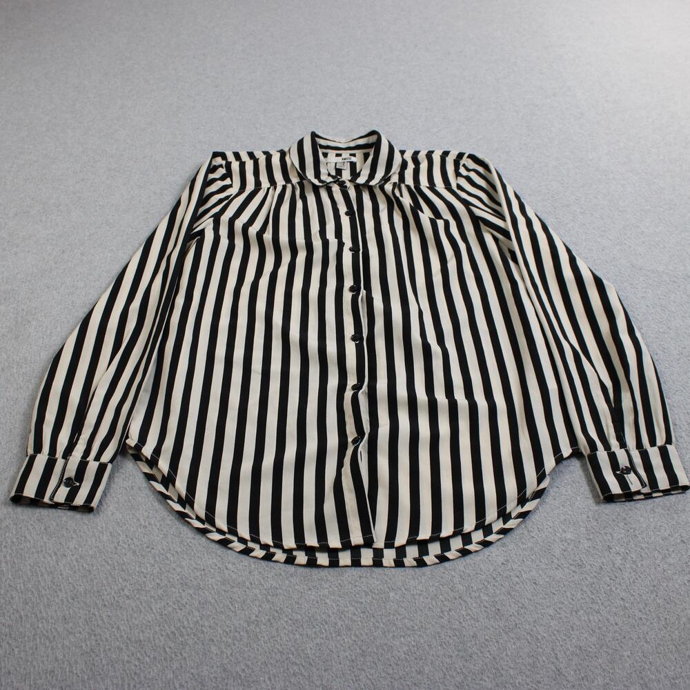 Amuse Society Shirt Women XS Black Stripe Button Long Sleeve Career Lightweight